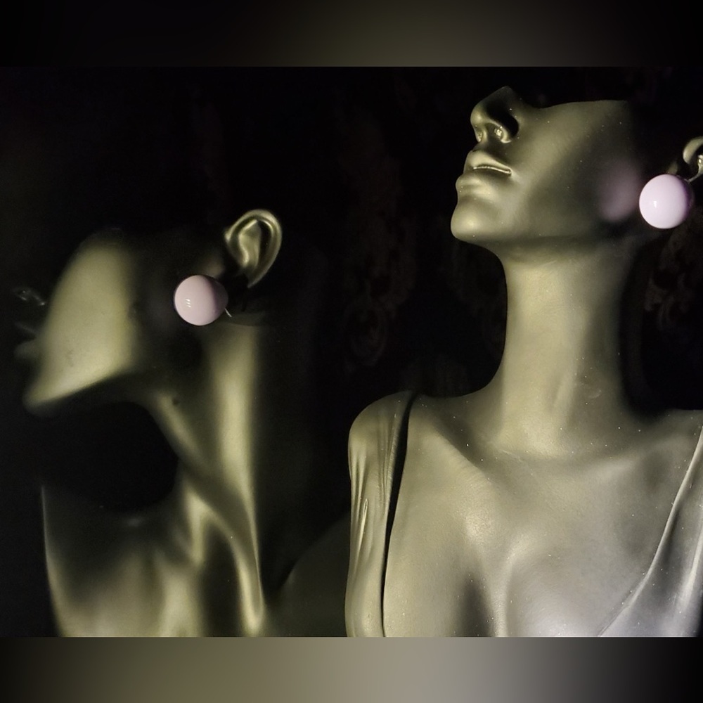 Elegant Purple Ball-shaped Stud Silver Earrings